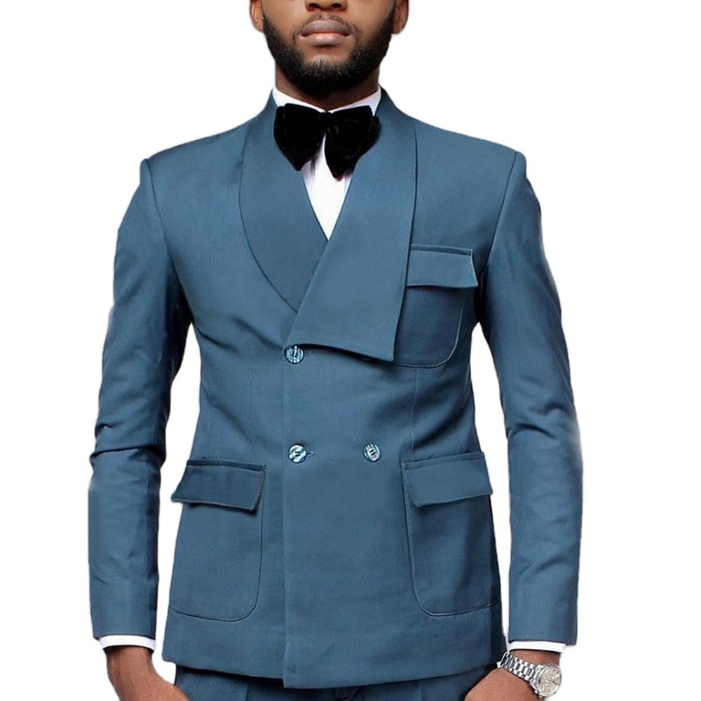 Men Formal Wear Pants - Celana Blazer Biru Danau Kancing Dua