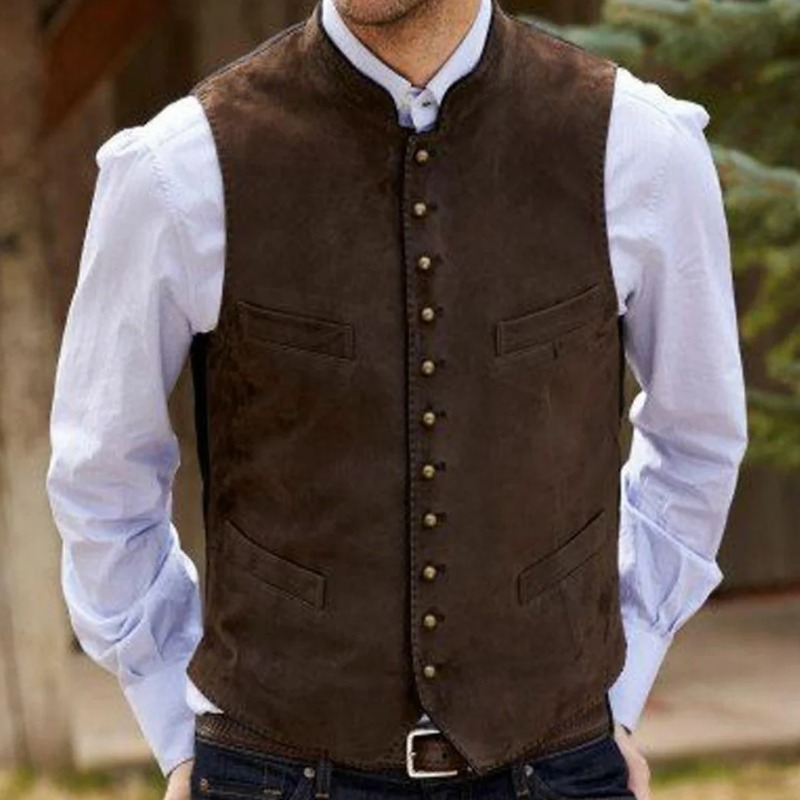 Men Formal Wear Vest - Rompi Pria Rompi Beludru Suede Kopi