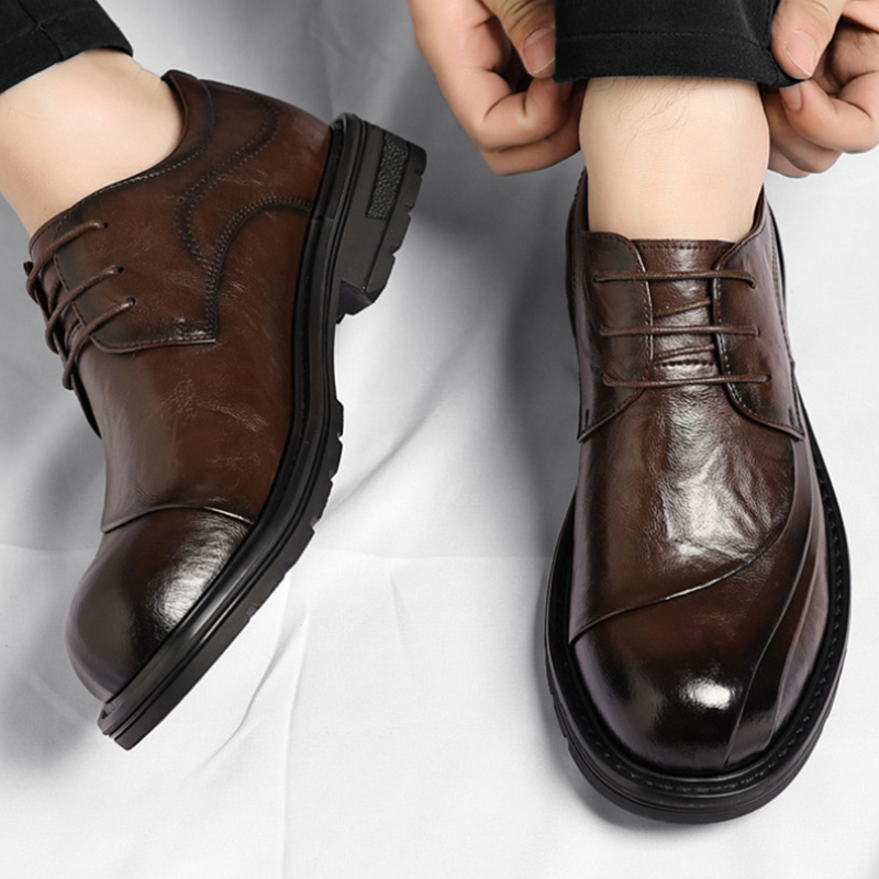 Men Formal Wear Brown - Sepatu Kulit Asli Coklat Mengkilap Model