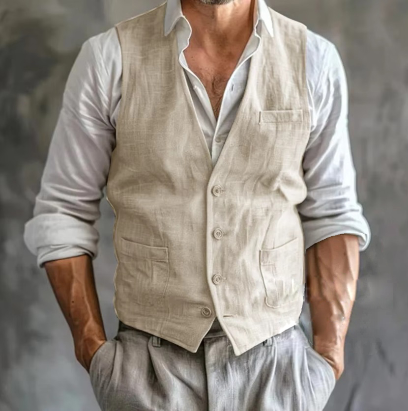 Rompi Linen pria, rompi musim  - Formal Vest Waistcoat ulasan dan harga