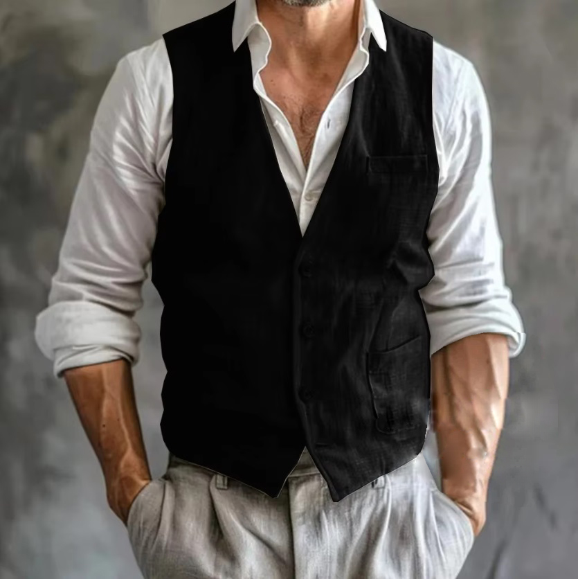Rompi Linen pria, rompi musim  - Formal Vest Waistcoat ulasan dan harga