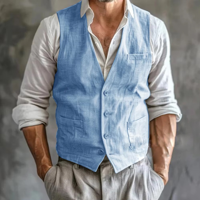 Rompi Linen pria, rompi musim  - Formal Vest Waistcoat ulasan dan harga