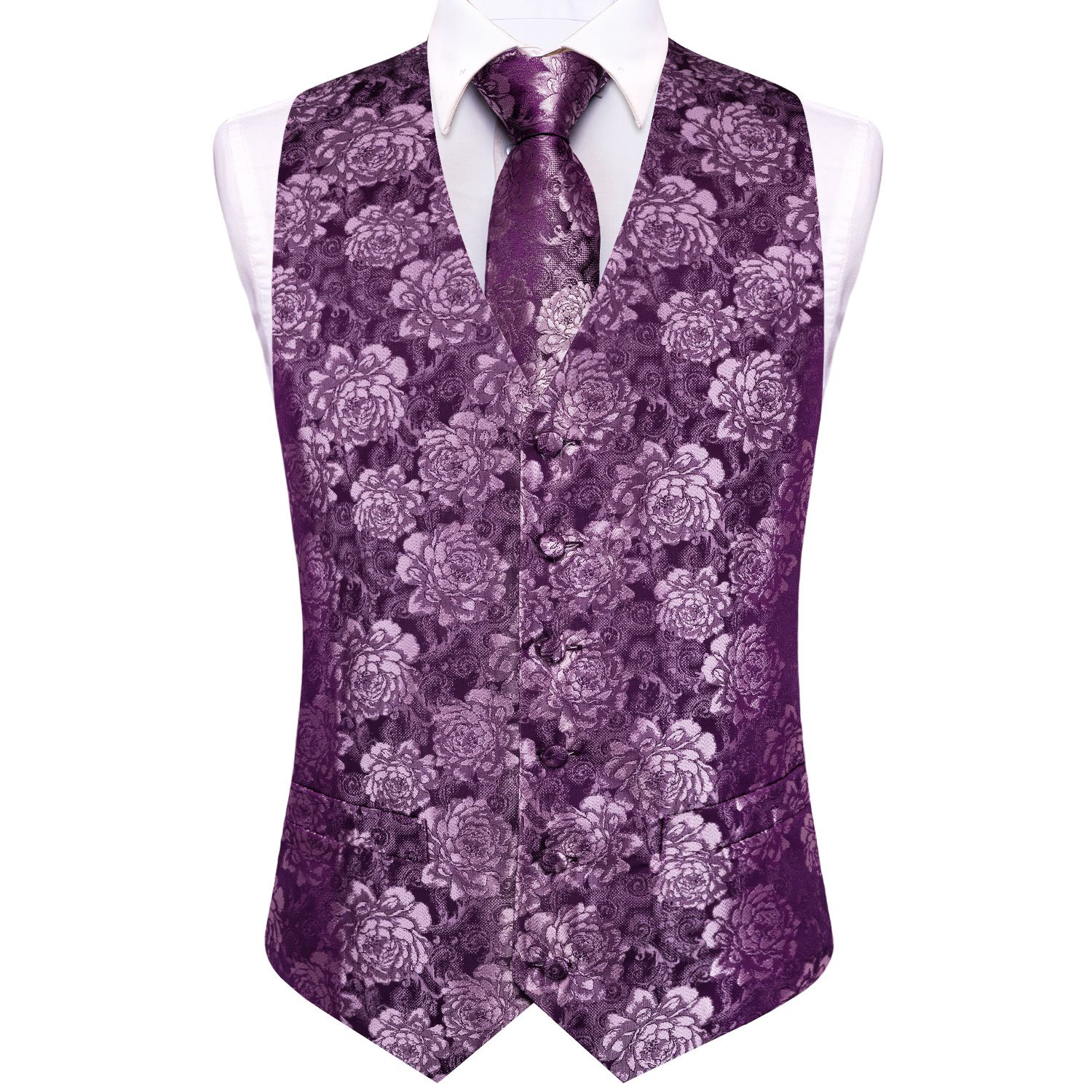 Rompi Pria Motif Bunga Mawar U - Formal Vest Waistcoat ulasan dan harga