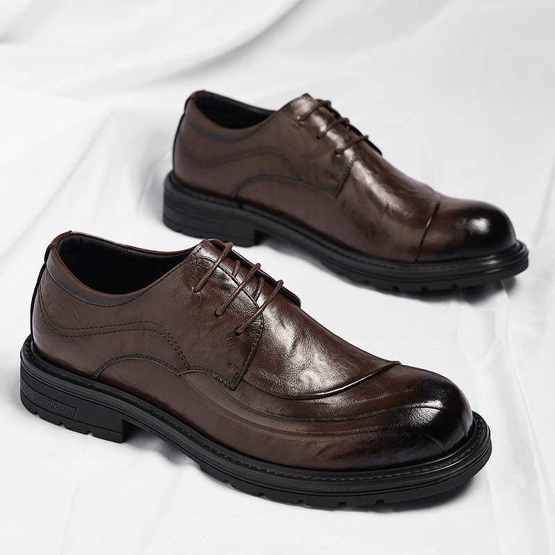 Sepatu Kulit Asli Coklat Mengk - Men Formal Wear Brown ulasan dan harga