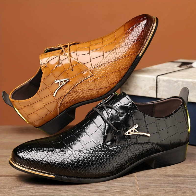 Sepatu Kulit PU Fashion Pria S - Men Formal Wear Brown ulasan dan harga