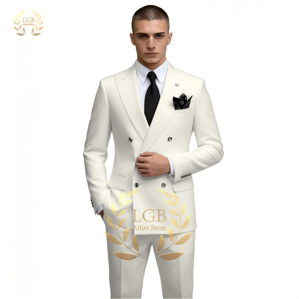 Setelan Jas Pria Putih Double  - Men'S Formal Dinner Wear ulasan dan harga