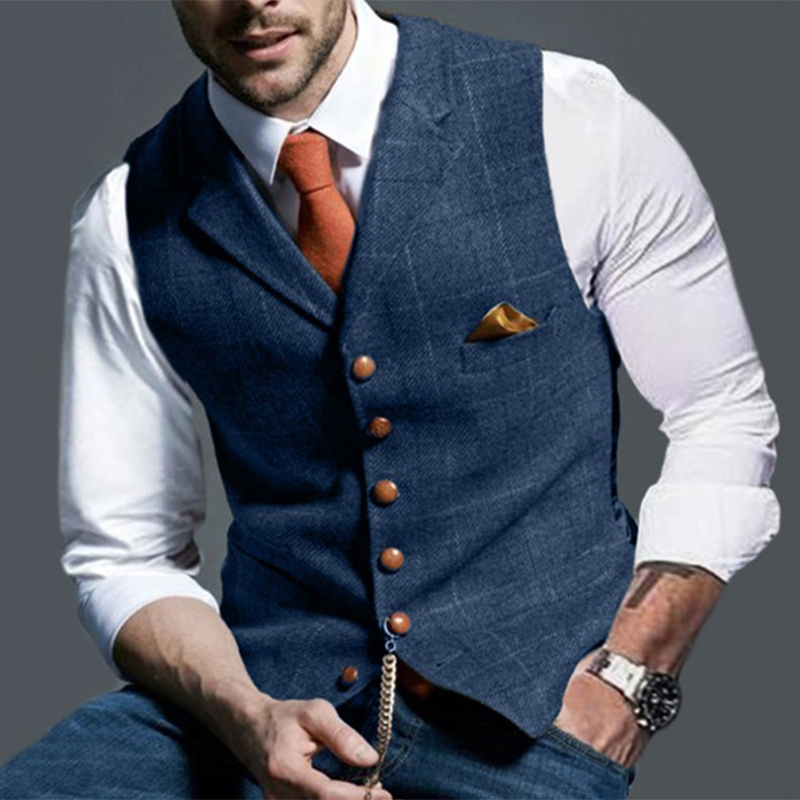 Rompi Pria Mode Kerah Jas Wol  - Men Formal Wear Vest ulasan dan harga