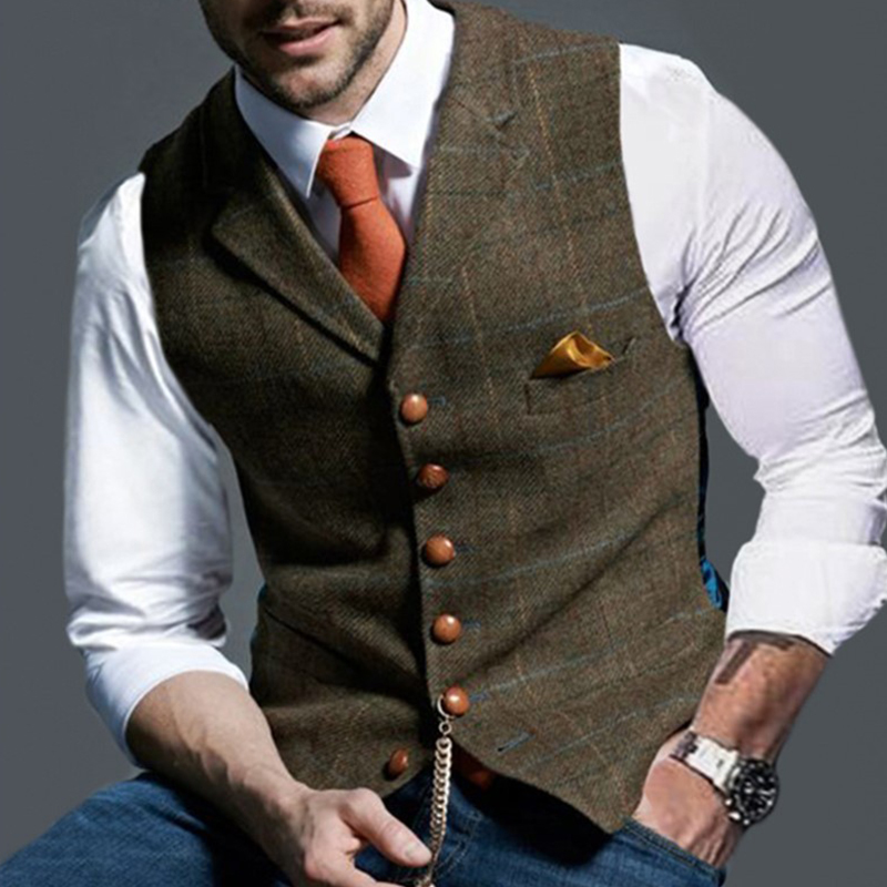 Rompi Pria Mode Kerah Jas Wol  - Men Formal Wear Vest ulasan dan harga