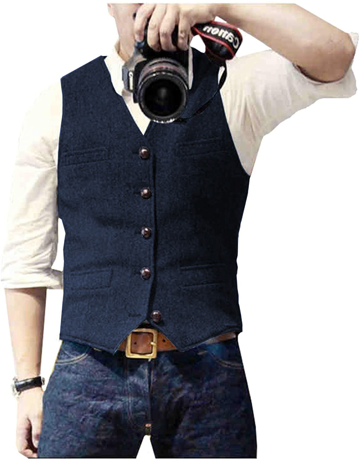 Rompi Jas Pria Kerah V Wol Her - Men Formal Wear Vest ulasan dan harga