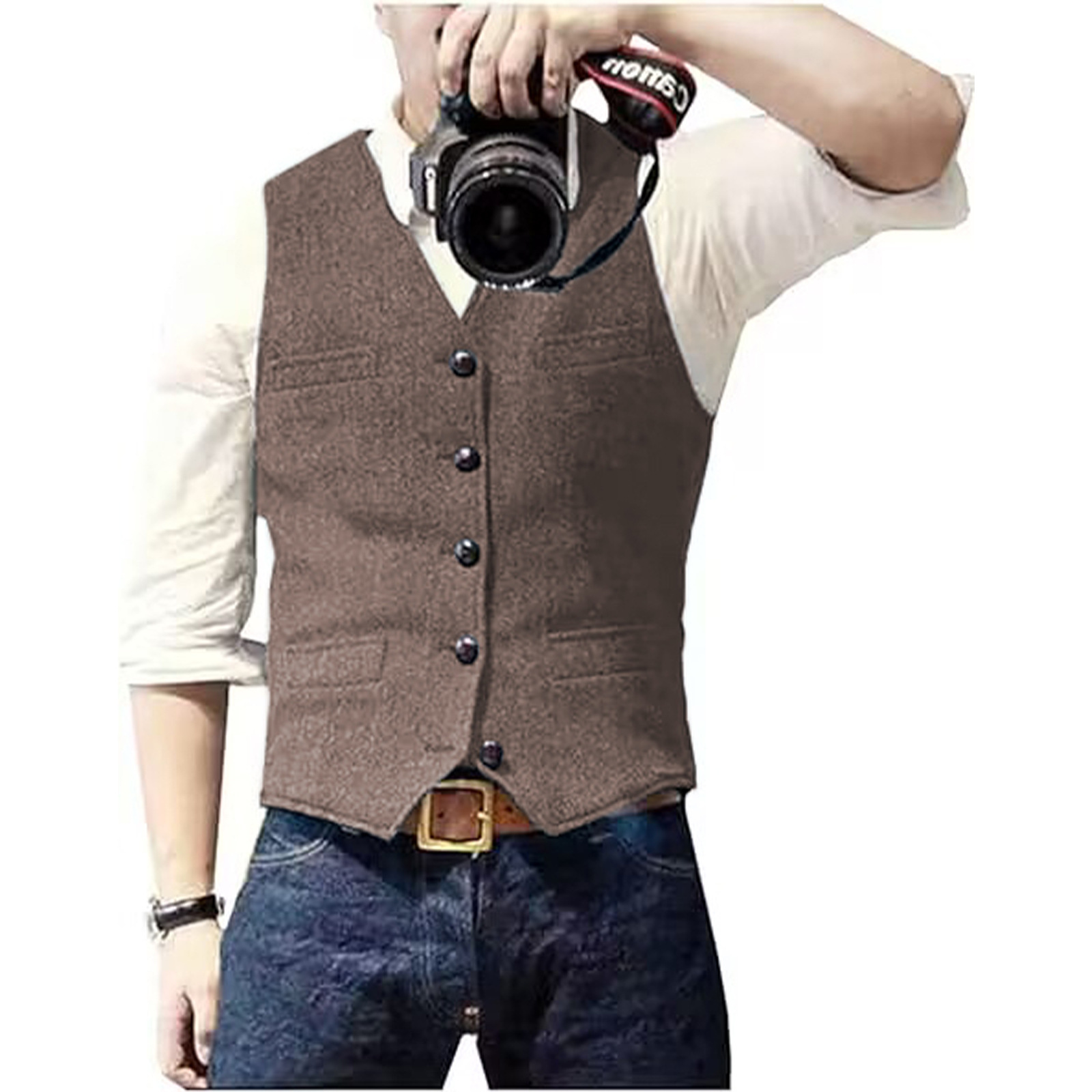 Rompi Jas Pria Kerah V Wol Her - Men Formal Wear Vest ulasan dan harga