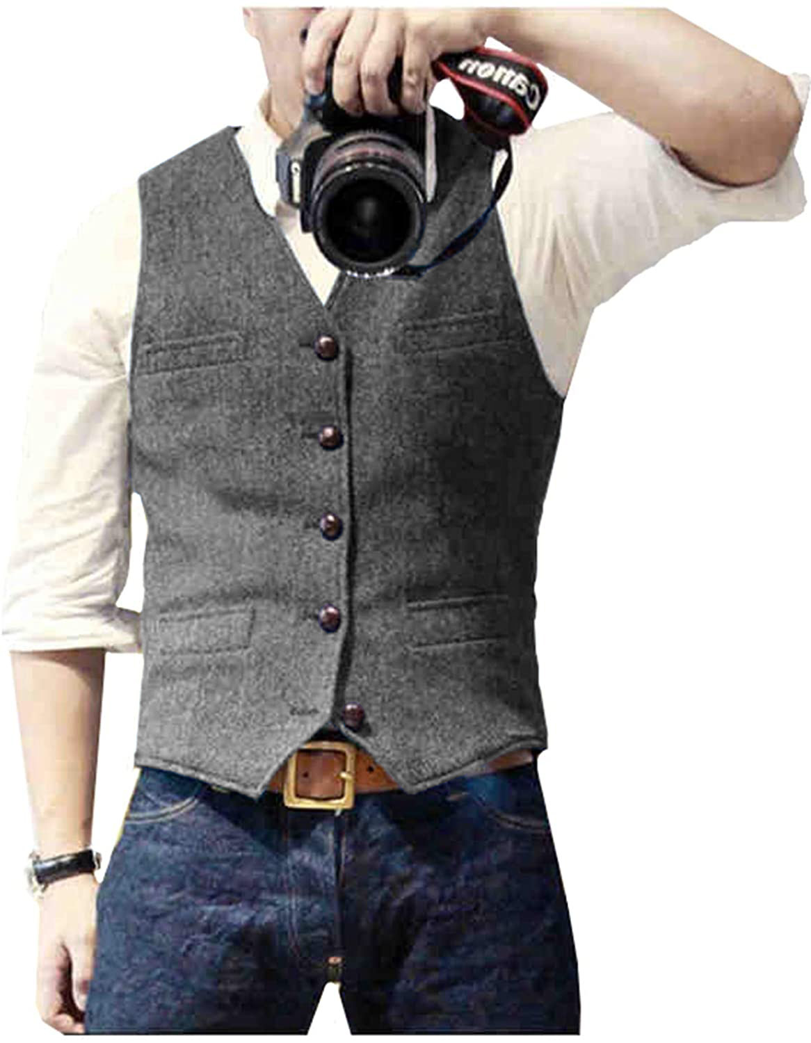 Rompi Jas Pria Kerah V Wol Her - Men Formal Wear Vest ulasan dan harga