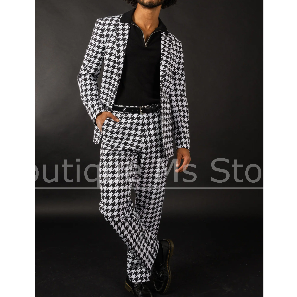 Setelan Jas Pria Hitam Putih M - Men Formal Wear Pants ulasan dan harga