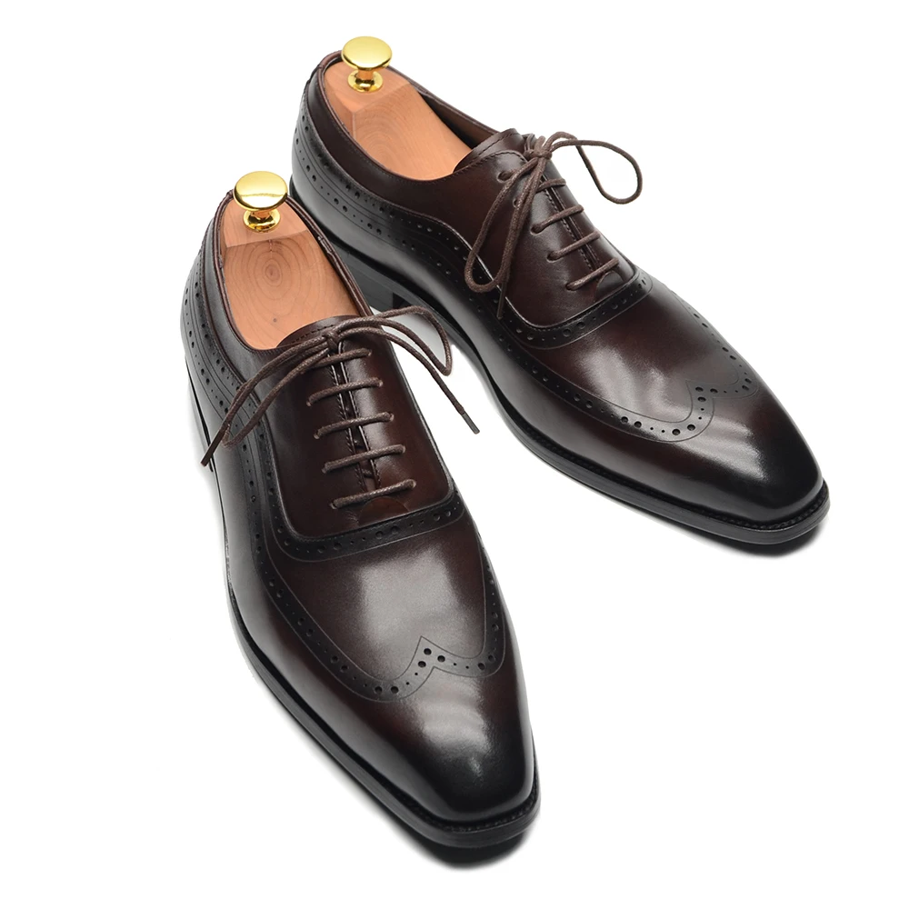 Sepatu Oxford Ujung Sayap Pria - Men Formal Wear Brown ulasan dan harga