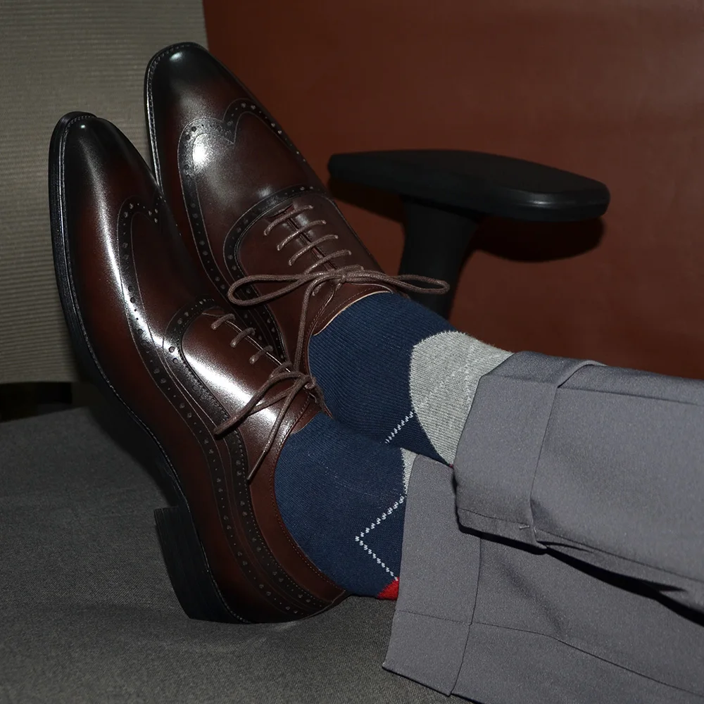 Sepatu Oxford Ujung Sayap Pria - Men Formal Wear Brown ulasan dan harga