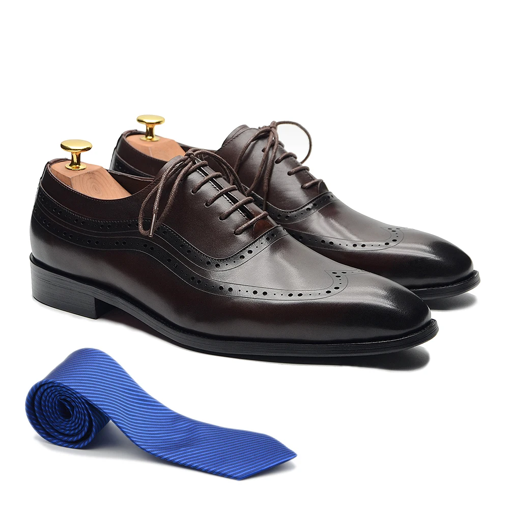 Sepatu Oxford Ujung Sayap Pria - Men Formal Wear Brown ulasan dan harga