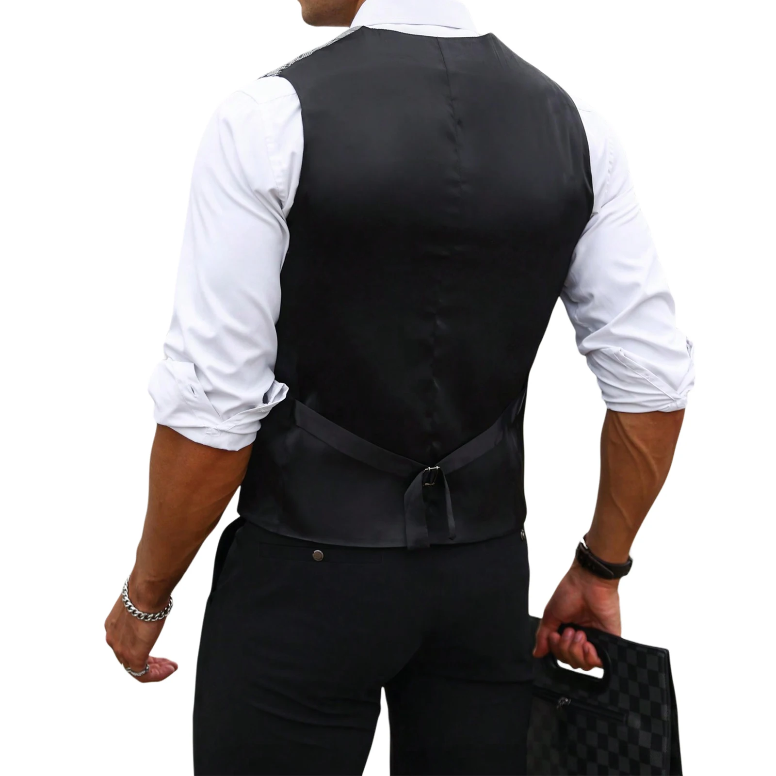 Rompi Jas Pria Abu-abu Motif K - Formal Vest Waistcoat ulasan dan harga