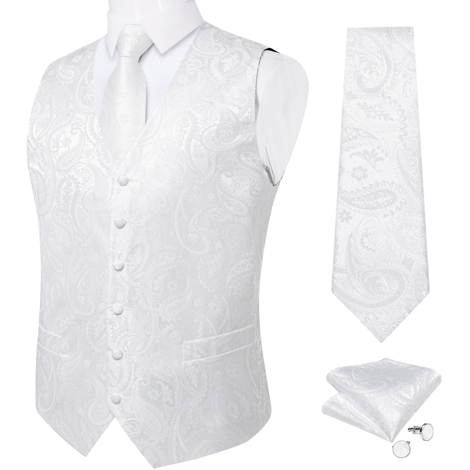 Rompi pernikahan putih murni u - Men Formal Wear Vest ulasan dan harga