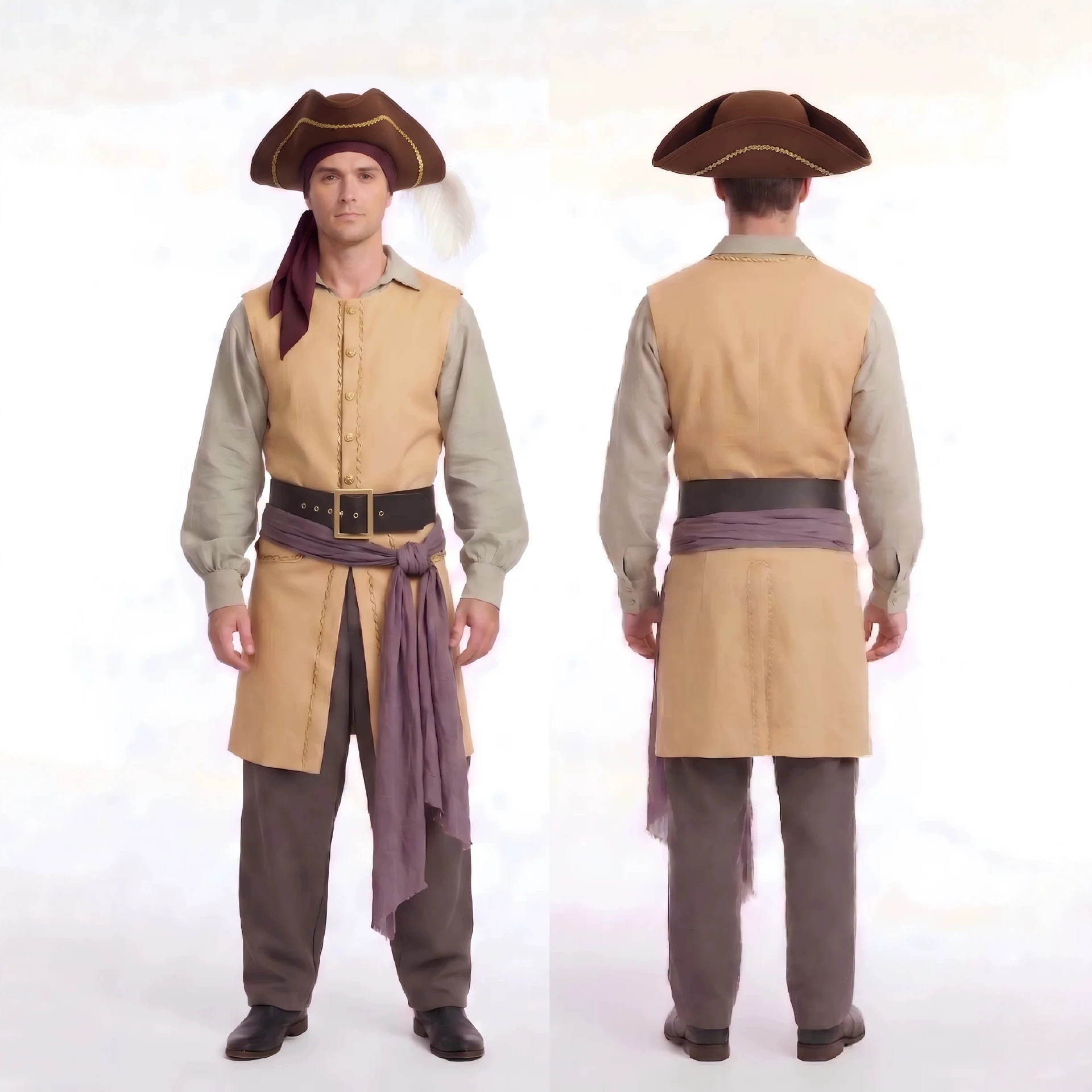 Kostum Cosplay Bajak Laut Kapt - Men Formal Wear Vest ulasan dan harga
